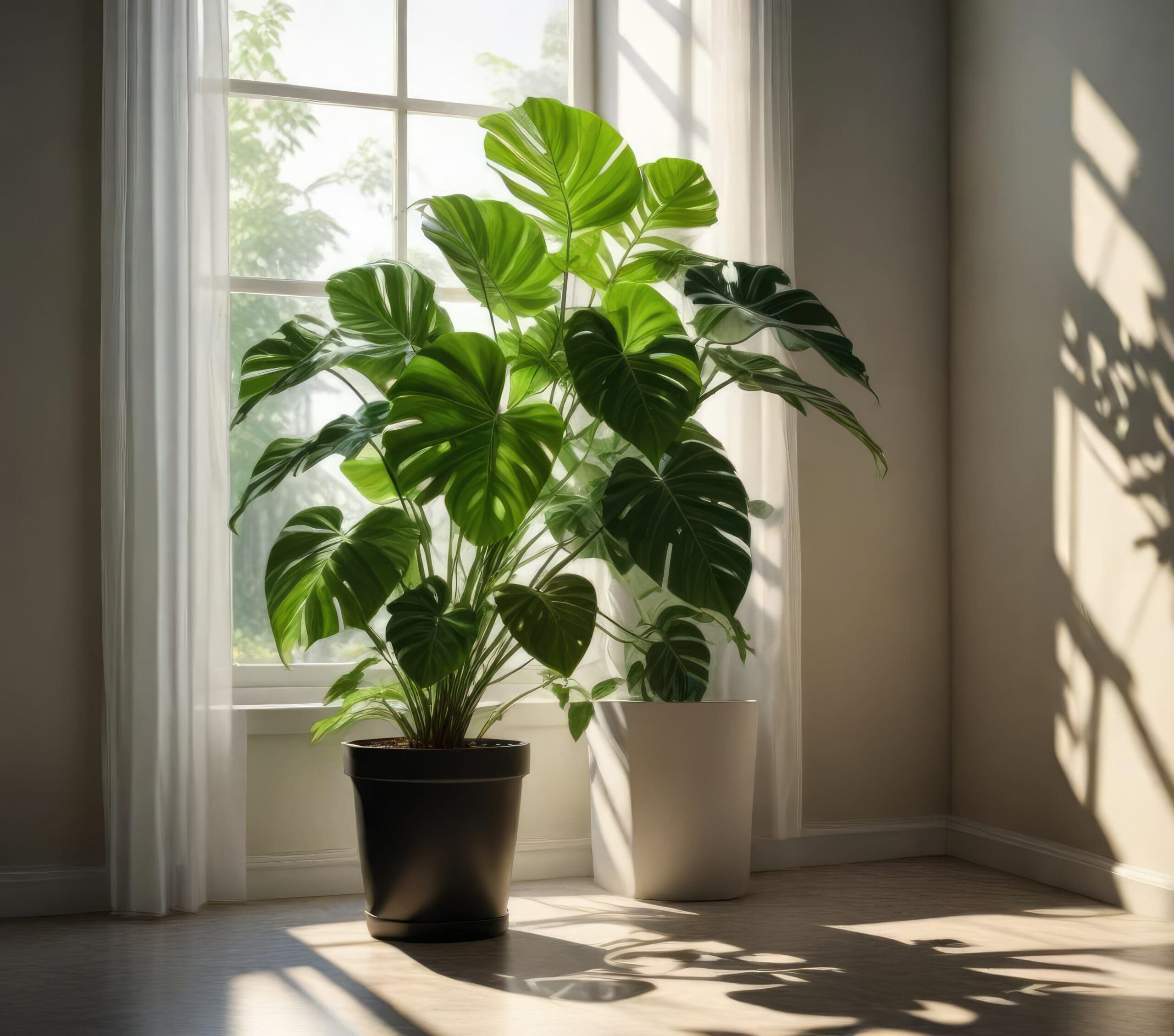 monstera in a window